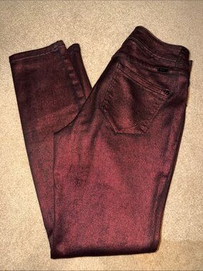 INC International Concepts Metallic Burgundy Skinny Pants Size 6